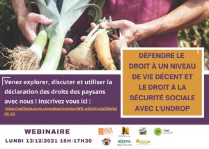 Invitation - Webinaire Defendre le droit à un niveau de vie décent et le droit à la sécurité sociale avec UNDROP131221