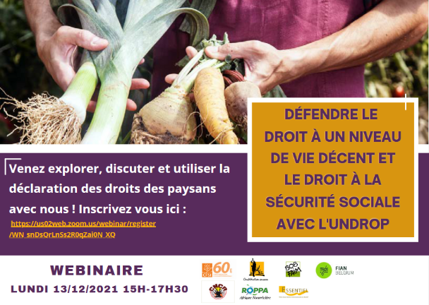 Invitation - Webinaire Defendre le droit à un niveau de vie décent et le droit à la sécurité sociale avec UNDROP131221